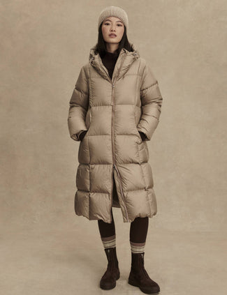 Katya Long Down Puffer - Portabella Metallic Katya Long Down Puffer - Portabella Metallic