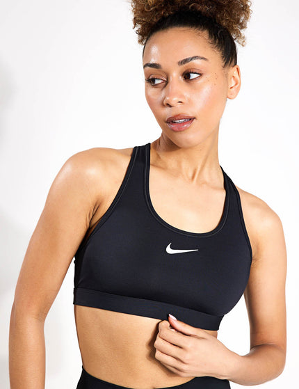 Nike Swoosh Medium Support Bra - Black/Whiteimage1- The Sports Edit