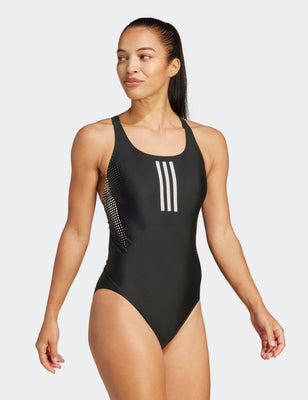 3-Stripes Graphic V-Back Swimsuit - Black