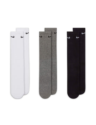 Everyday Cushioned Training Crew Socks (3 Pairs) - White/Grey/Black