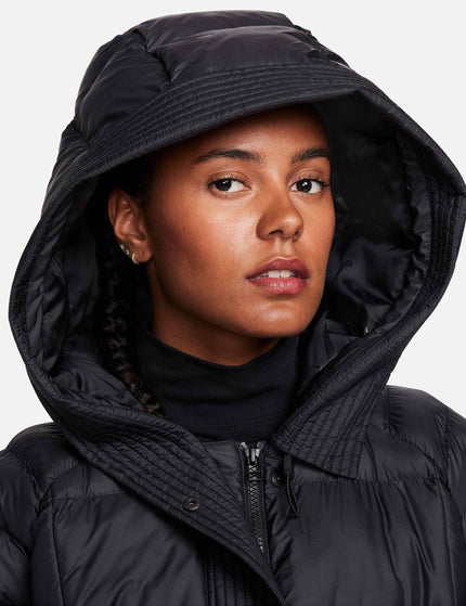 Nike Sportswear Swoosh Puffer Oversized Hooded Jacket - Black/Whiteimage3- The Sports Edit