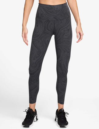 Zenvy High Waisted 7/8 Printed Leggings - Black/Dark Smoke Grey