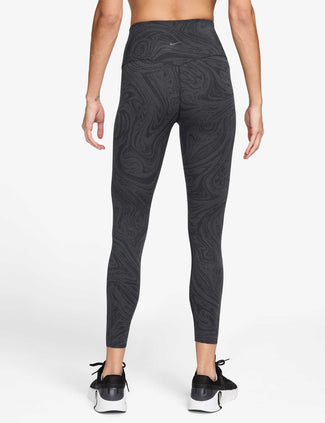 Zenvy High Waisted 7/8 Printed Leggings - Black/Dark Smoke Grey