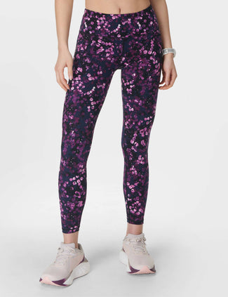 Power 7/8 Gym Leggings - Purple Lilypad Print