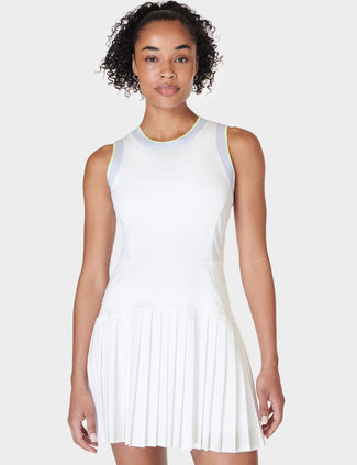 Power Ace Mix Pleat Tennis Dress - White