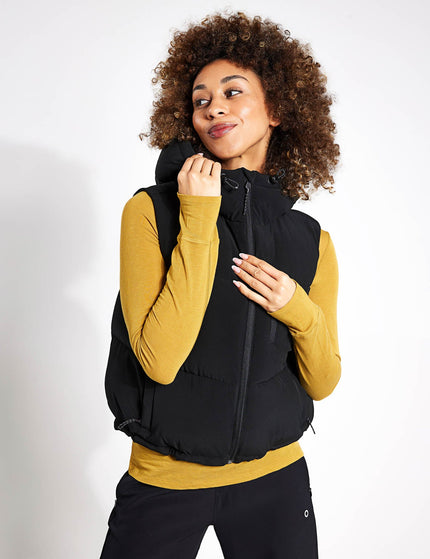 Goodmove Hooded Cropped Puffer Gilet - Blackimage1- The Sports Edit