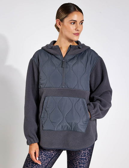 Goodmove Mixed Borg Quilt Hoodie - Dark Greyimage1- The Sports Edit