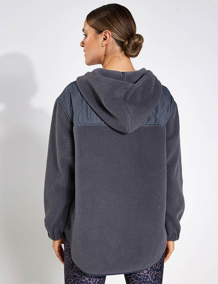 Goodmove Mixed Borg Quilt Hoodie - Dark Greyimage2- The Sports Edit