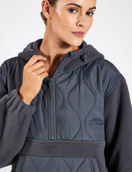 Goodmove Mixed Borg Quilt Hoodie - Dark Greyimage3- The Sports Edit