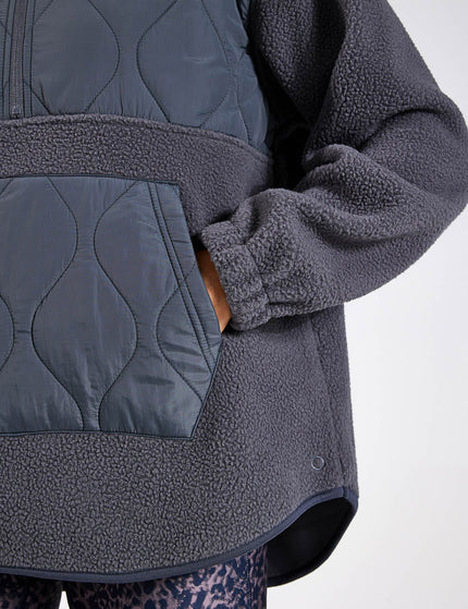 Goodmove Mixed Borg Quilt Hoodie - Dark Greyimage6- The Sports Edit