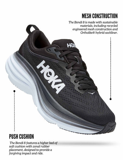 HOKA Bondi 8 - Black/Whiteimage3- The Sports Edit