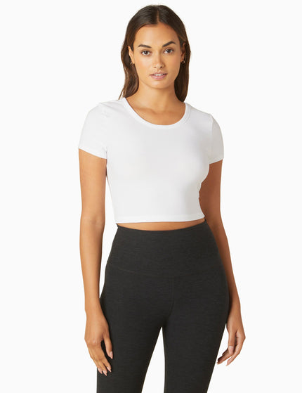 Beyond Yoga Featherweight Perspective Cropped Tee - Cloud Whiteimage2- The Sports Edit