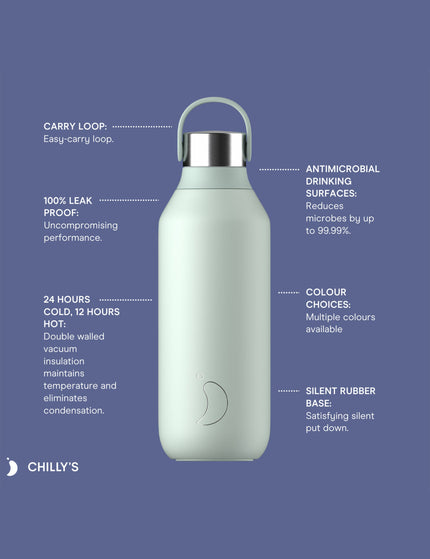 Chilly's Series 2 Water Bottle 500ml - Lichenimage2- The Sports Edit