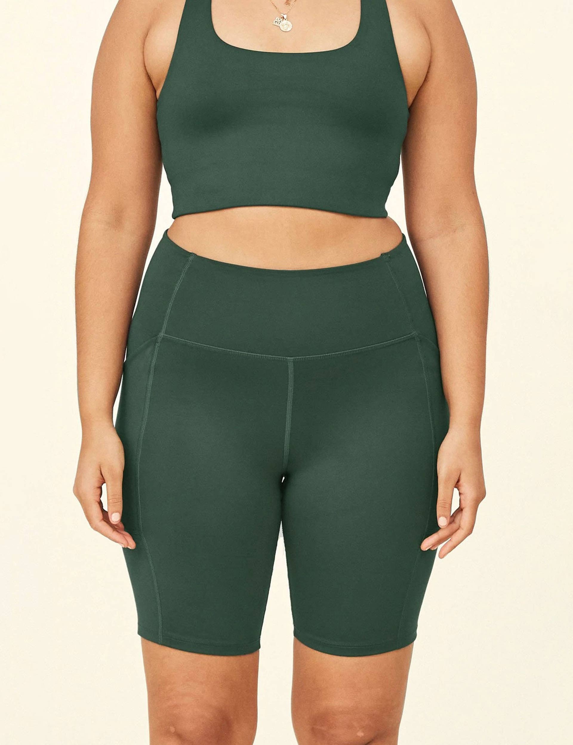 Girlfriend Collective High Waisted Pocket Bike Short - Mossimage4- The Sports Edit