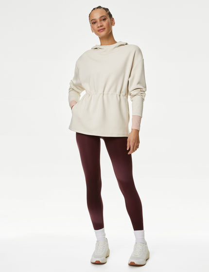 Goodmove Relaxed Yoga Longline Hoodie - Beigeimage4- The Sports Edit