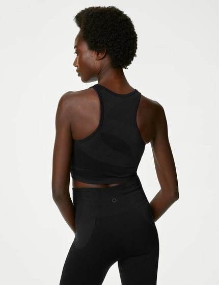 Goodmove Scoop Neck Seamless Fitted Crop Top - Blackimage2- The Sports Edit