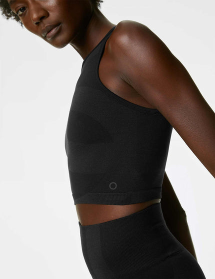 Goodmove Scoop Neck Seamless Fitted Crop Top - Blackimage3- The Sports Edit