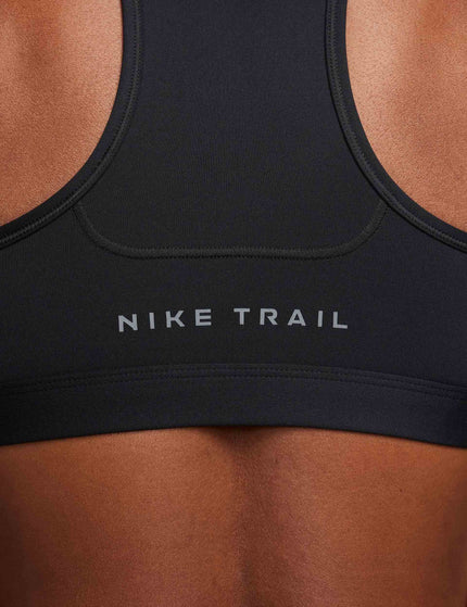 Nike Trail Swoosh On-The-Run Sports Bra - Black/Dark Smoke Greyimage4- The Sports Edit