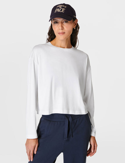 Sweaty Betty Essential Crop Long Sleeve T-Shirt - Whiteimage1- The Sports Edit